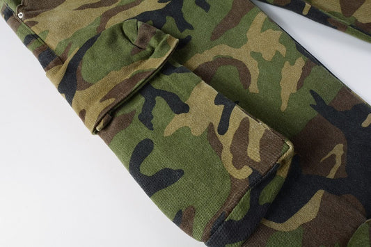 Flared Military Cargo Jeans