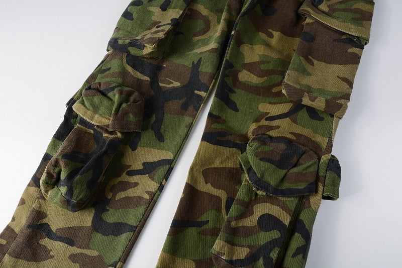 Flared Military Cargo Jeans