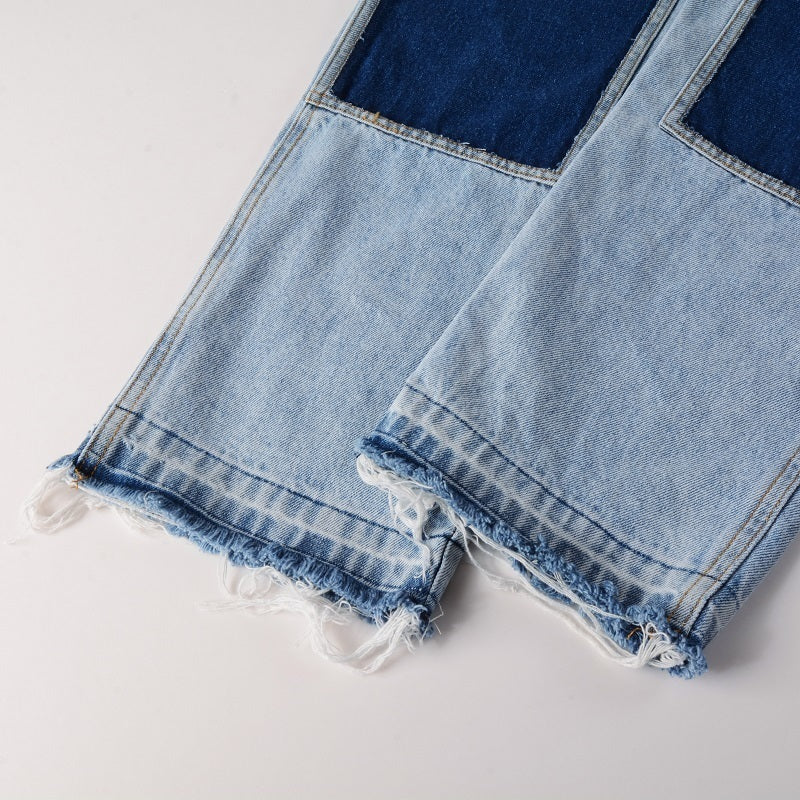 Patchwork Blue Flare Jeans