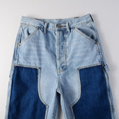 Patchwork Blue Flare Jeans