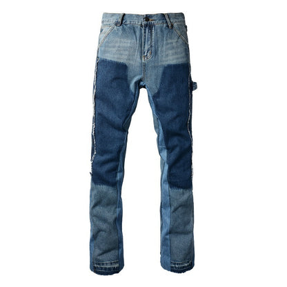 Contrast Patch Flared Jeans