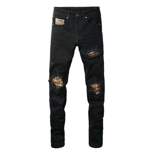 jeans Noir Leopard